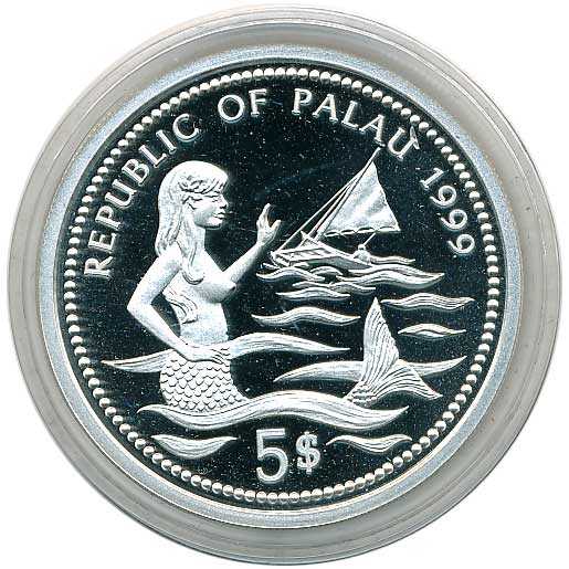 パラオ 海洋生物シリーズ マンタ 5ドルカラー銀貨 | コイン・紙幣,外国