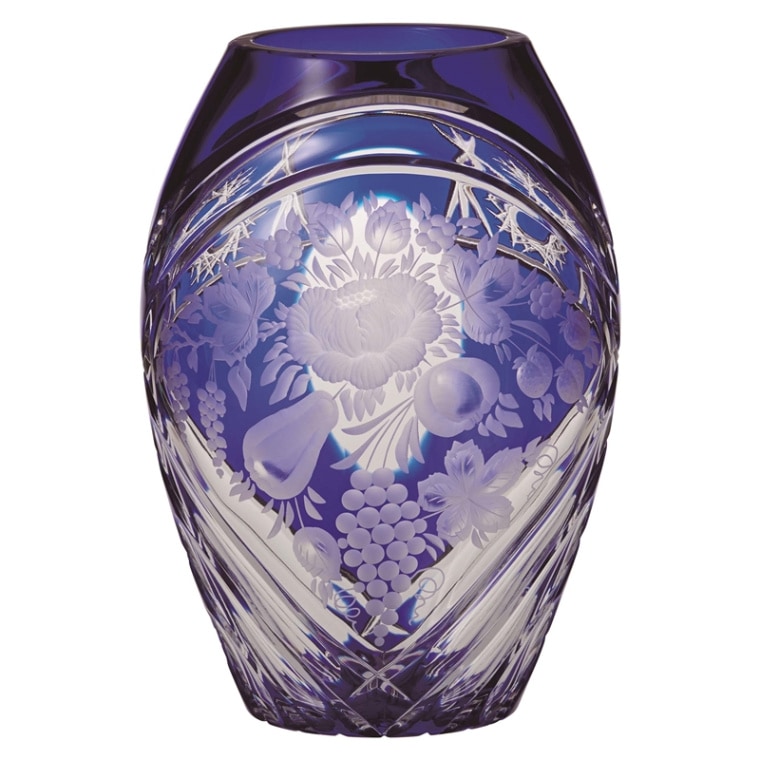 エルベクリスタル 色被せ花瓶「ニッツア」25cm シーブルー NIZ/6580