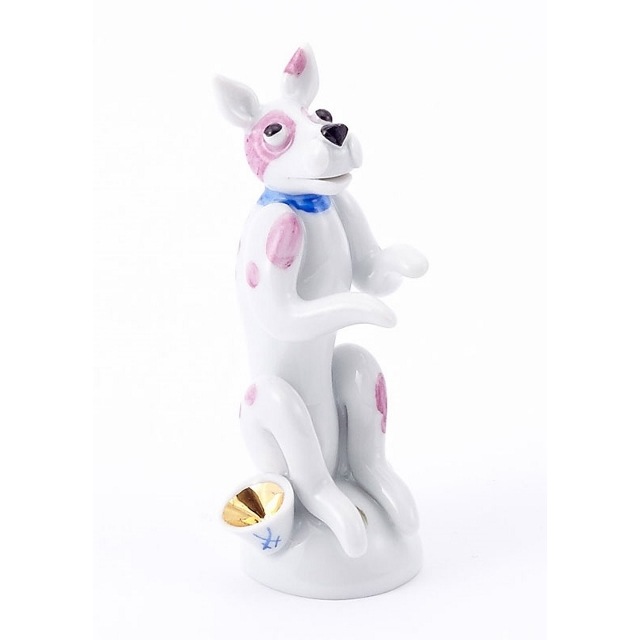 マイセン ミニ干支人形 戌(イヌ) (ピンク 金のボウル) 83559/900300