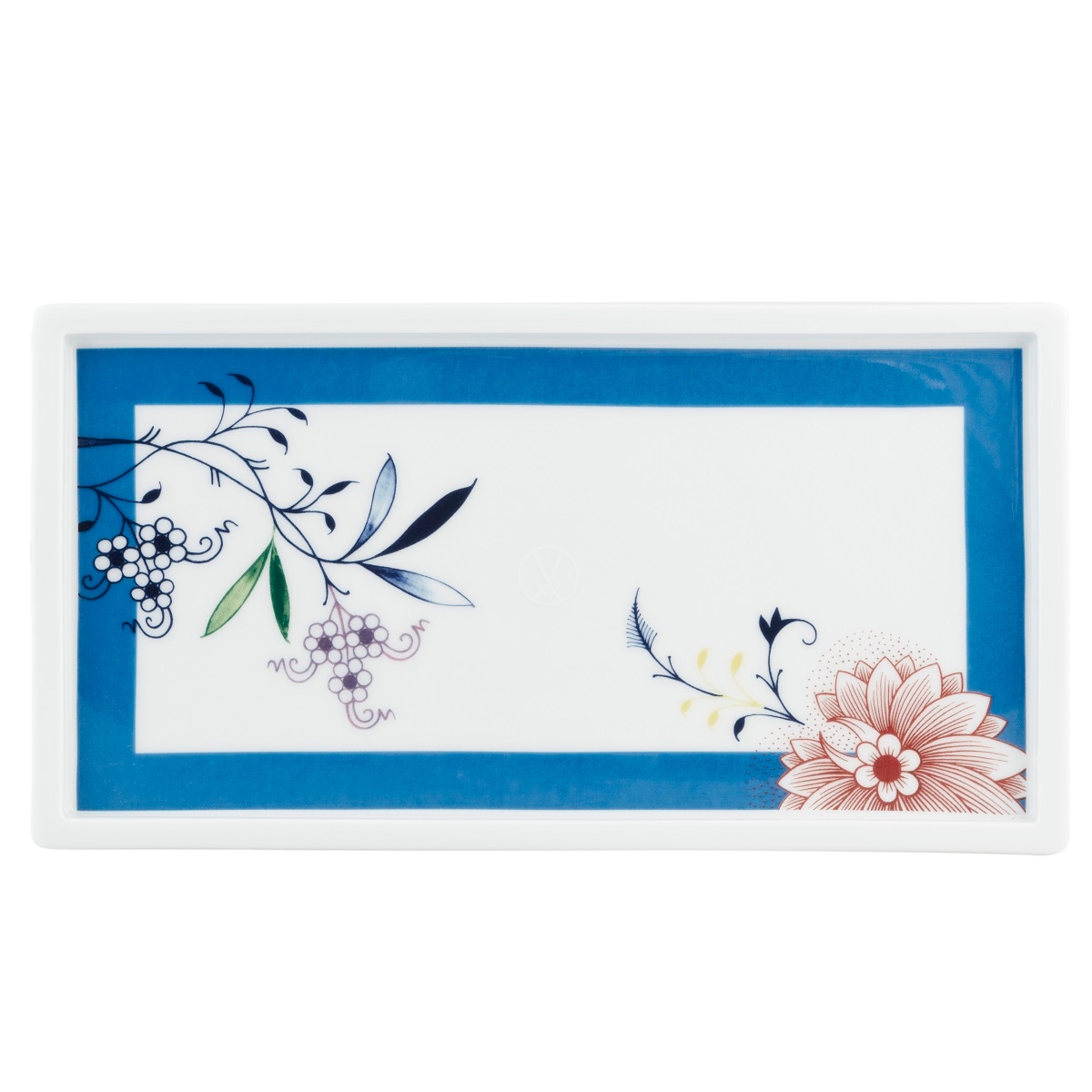 マイセン ブルーオニオン誕生285周年記念 ブルーミーライン 長角皿