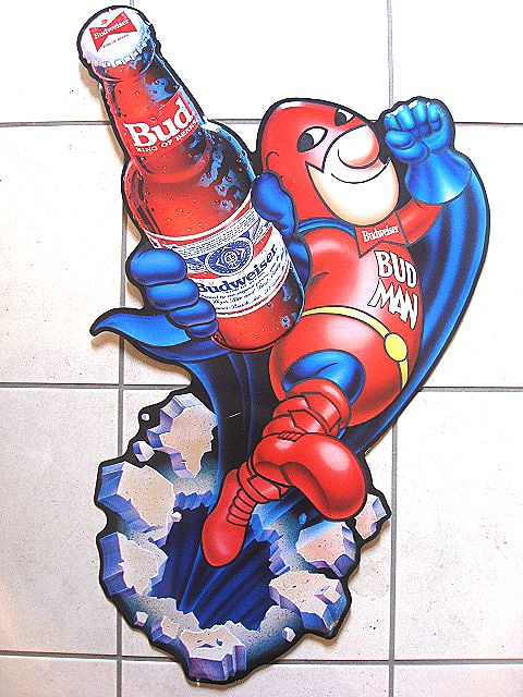☆1980's BUD MAN バドマン バドワイザー ビンテージ 看板 ビール