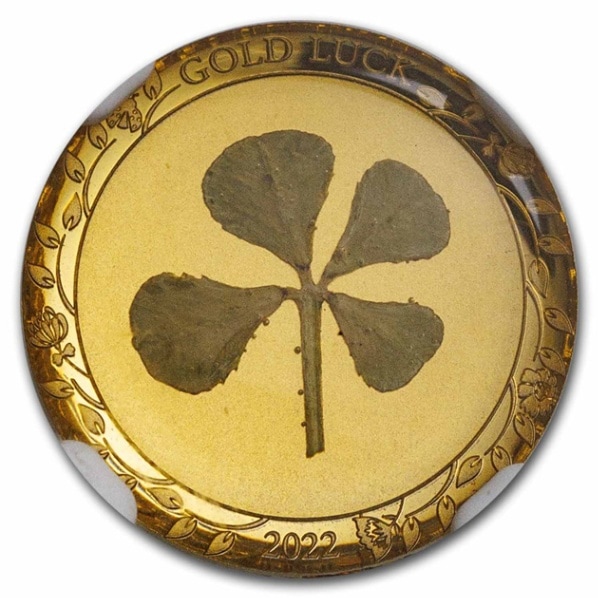 パラオ 幸運のシンボル 四つ葉のクローバー金貨 1g 1ドル 2022年製