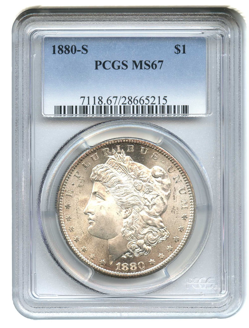 アンティークコイン アメリカ 1ドル モルガン銀貨1880-S ＄1 PCGS MS67