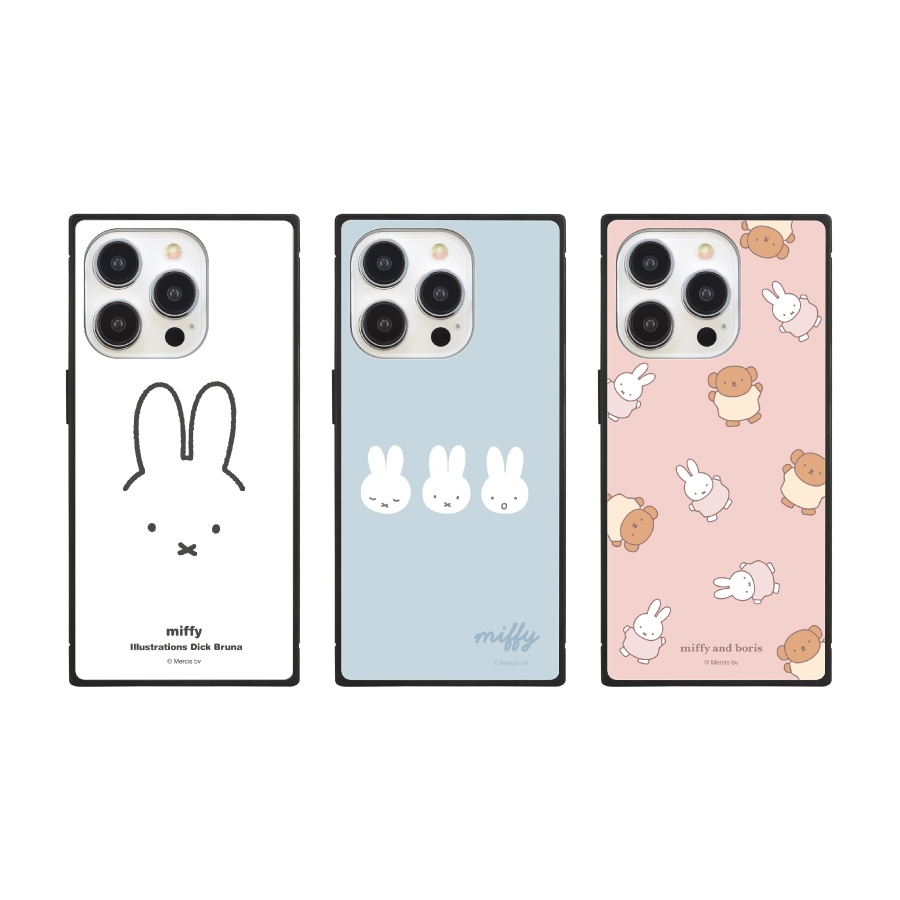 ミッフィー iPhone15 Pro 対応 スクエアガラスケース | ま行