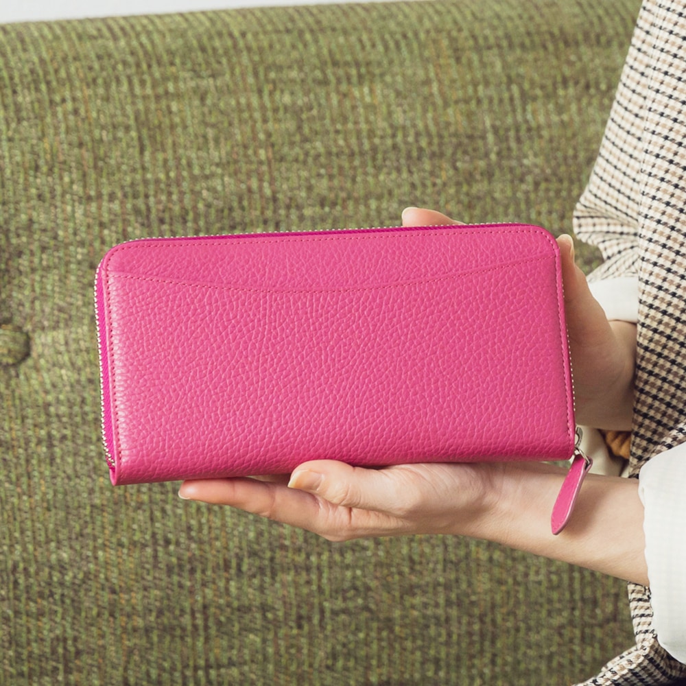 日本製小銭が分けられるギャルソン長財布［一目瞭然 ラウンドジッパー