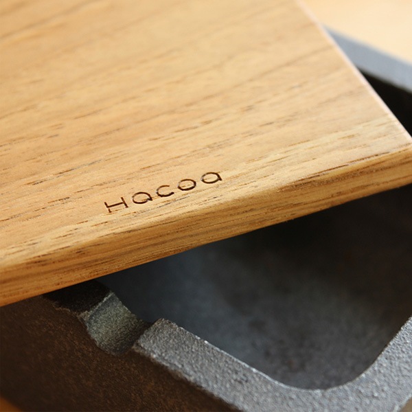 Ashtray」鋳物と木のフタ付き灰皿/Hacoaブランド/北欧風デザイン