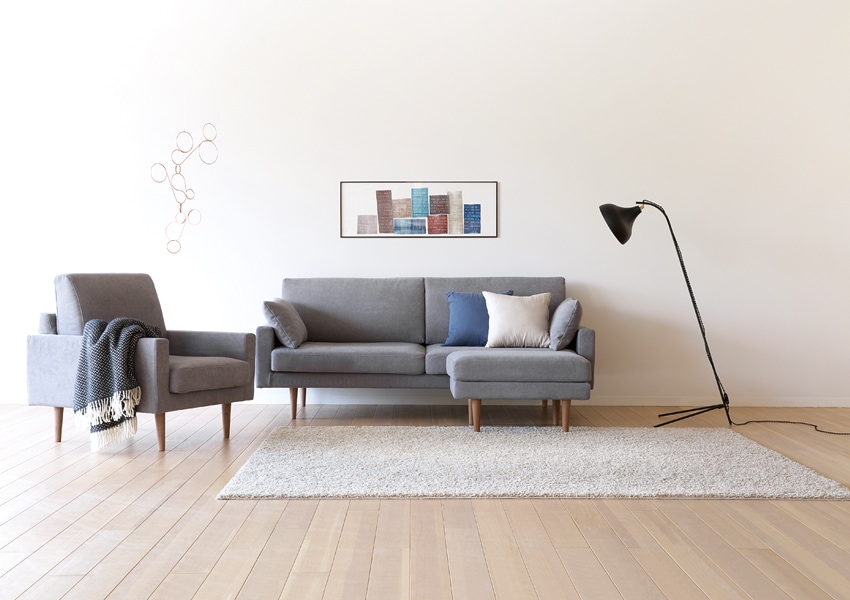 LEO SOFA 1人掛け ライトブルー オーク脚/ウォルナット脚