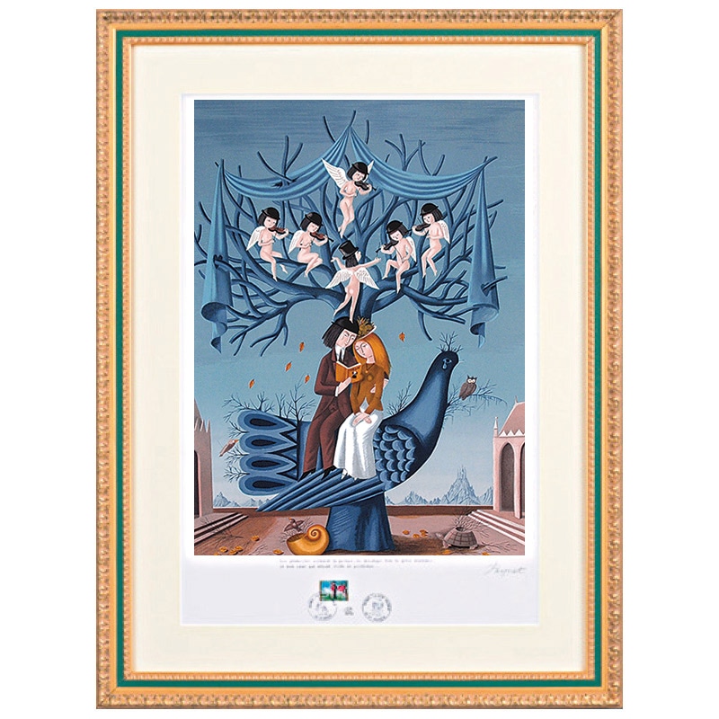 美品 イワン・ラブジン「村の教会」シルクスクリーン 直筆サイン入り