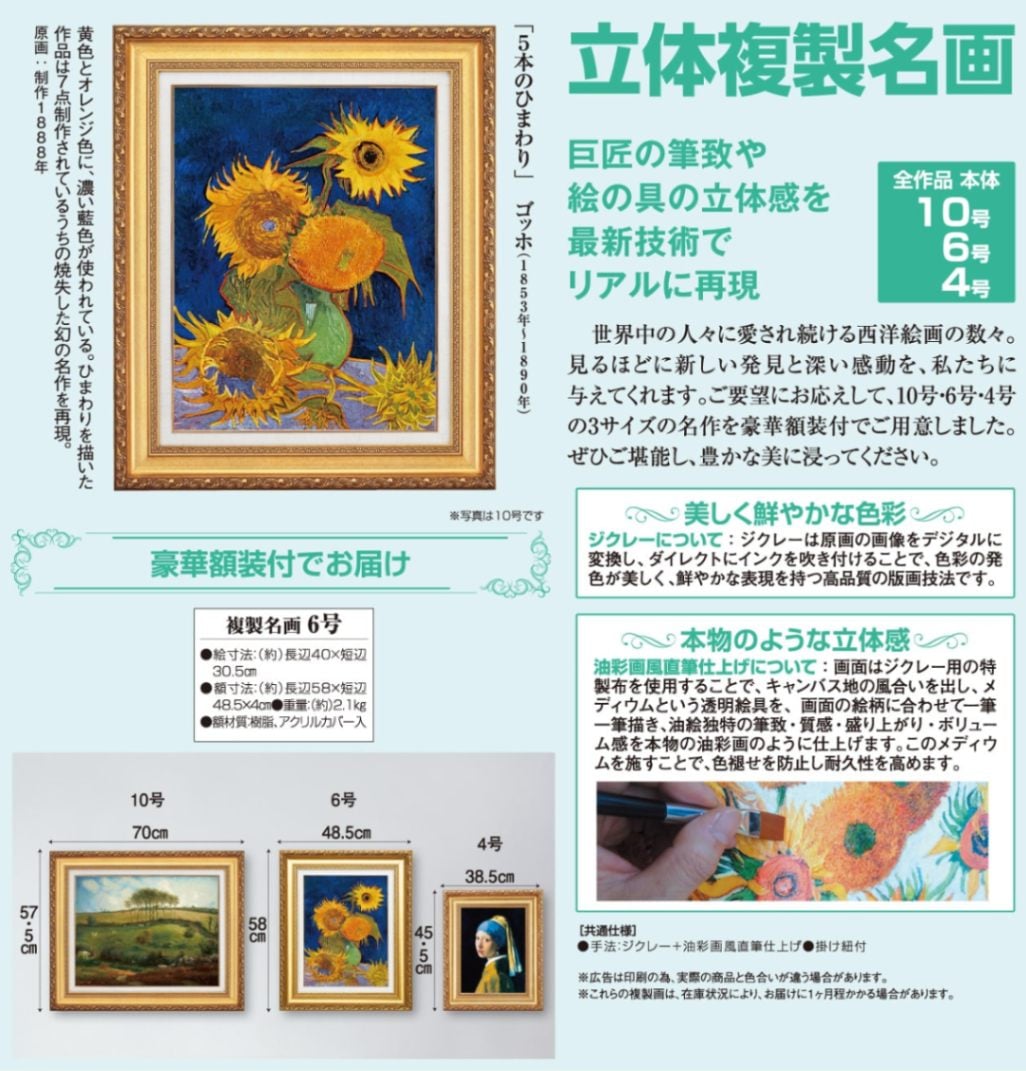 ゴッホ 「5本のひまわり」 6号 立体複製名画 【ポイント5％還元中