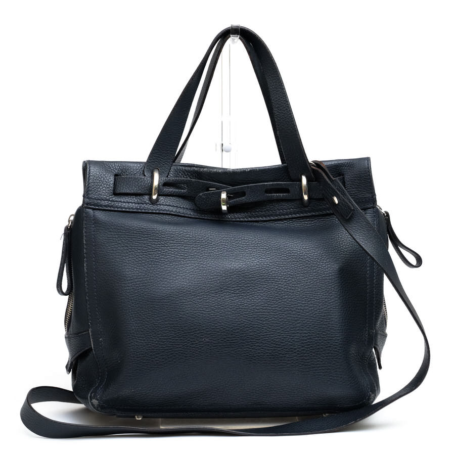 マウロゴヴェルナ A4 トートバッグ ハンドバッグ ブラック 本革 シボ革