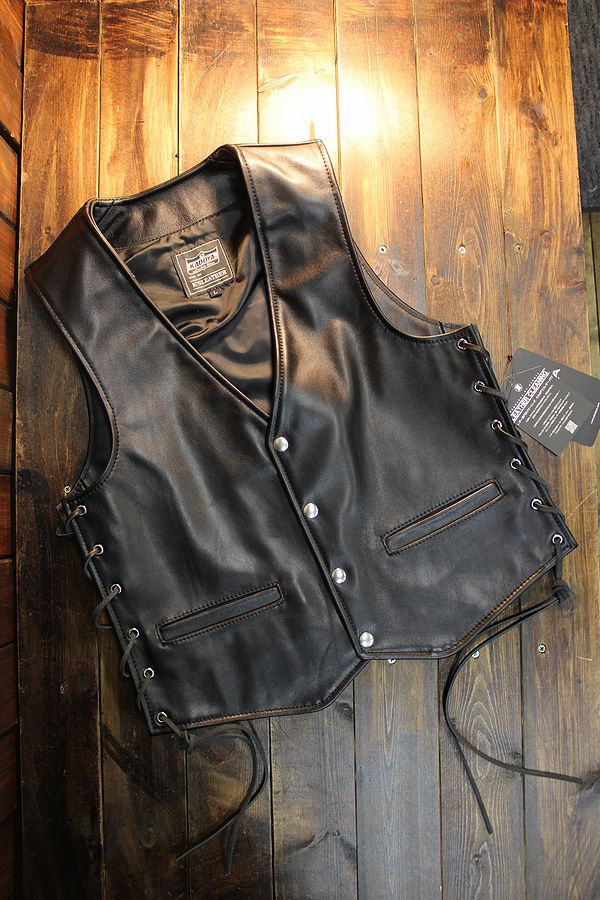 カドヤ(KADOYA) BUTTON DOWN VEST ボタンダウンベスト レザーベスト