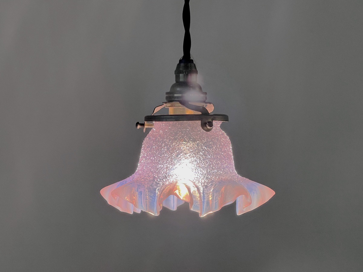 ピンクミルクガラスの小さなシェード 布コードペンダントセット 524302