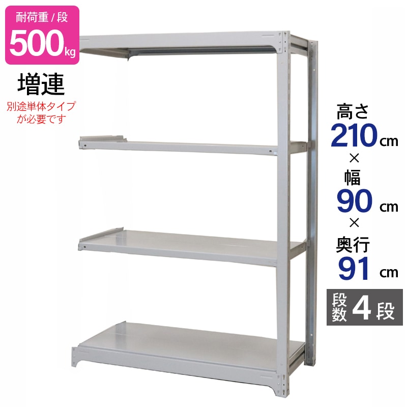 スチールラック 業務用 高さ210 幅90 奥行91cm 天地 4段 増連 中量