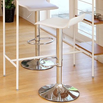 シルバー脚とレザー調座面 カウンターチェア ブラック/ホワイト