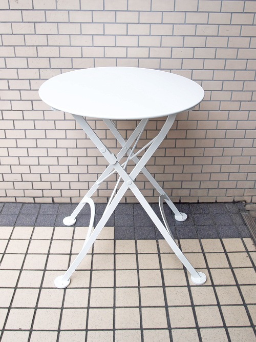 折りたたみ ガーデンテーブル 白 60ラウンド｜イデア