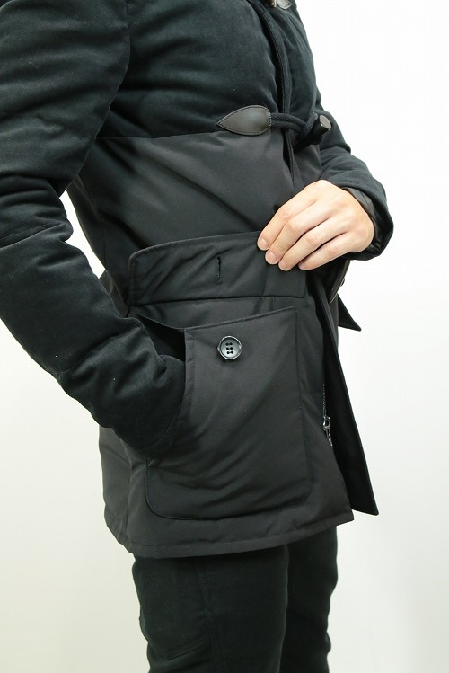 30%OFF】AKM バイカラーダッフルダウンコート BLACK C001-CNP015 | AKM