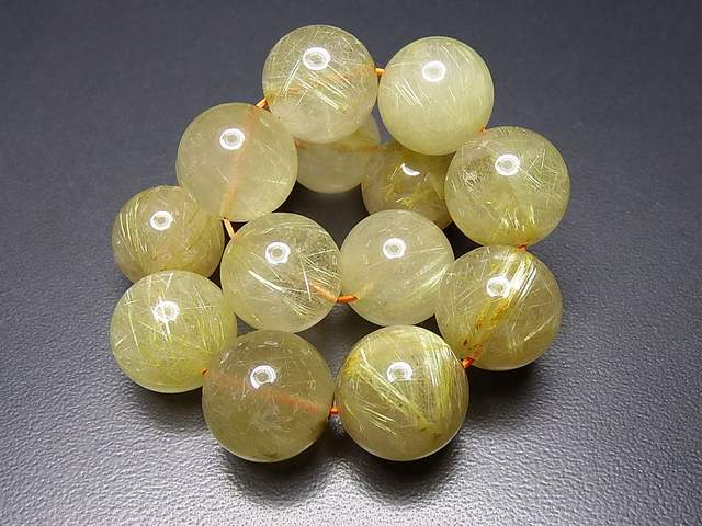 逸品超大ミルキーゴールドルチルクォーツ16mm強ブレスレット金運天然石