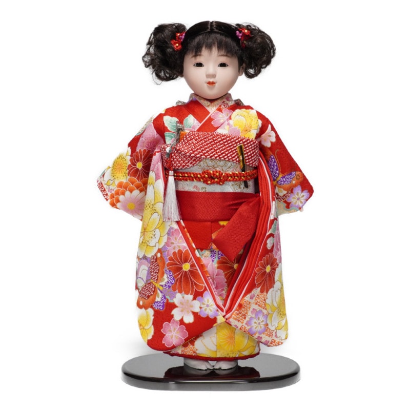 最終値下げ】市松人形 可憐 (草園) 市松人形】10号 友禅(紫) 桜に鞠〈