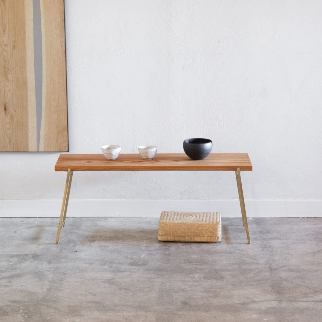 無垢天板 ケヤキ 一段棚（真鍮） | 家具,棚板・シェルフ | オリジナル