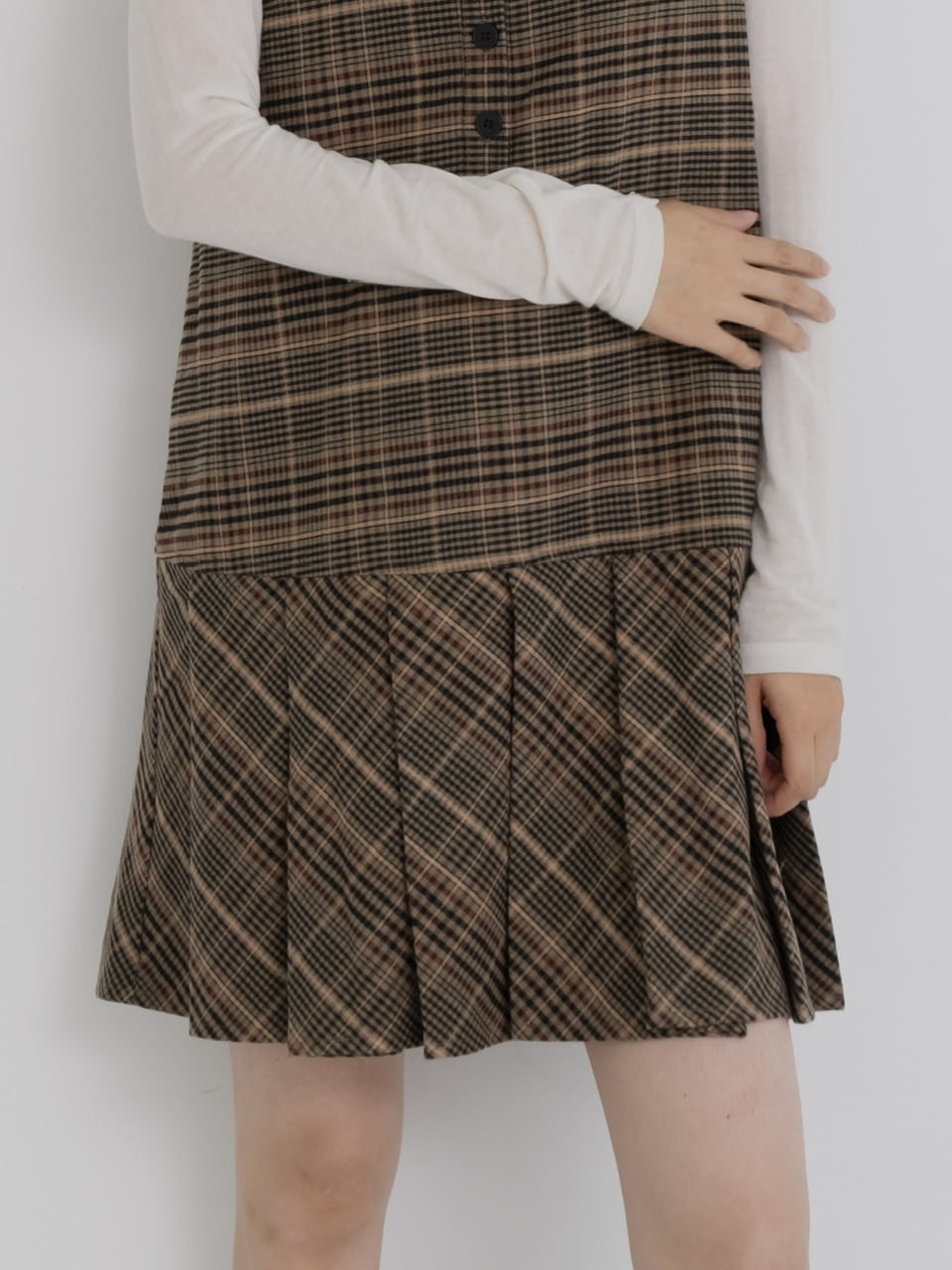 ワンピース M me eme Check pleated mini onepiece M me eme Check