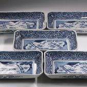 古伊万里 皿 江戸時代中期 染付 鹿に紅葉文