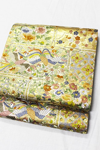 最高級袋帯「引箔に刺繍 鳳凰と四季花」 | 販売着物商品,袋帯,礼装用
