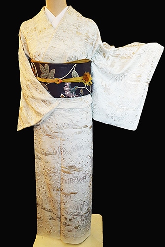 正絹訪問着 レンタルフルセット「総柄刺繍 茶屋辻」 | レンタル着物