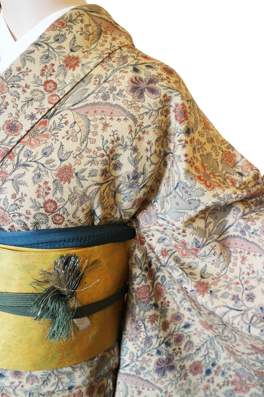 正絹小紋レンタルフルセット「更紗総柄」 | レンタル着物,おしゃれ着物