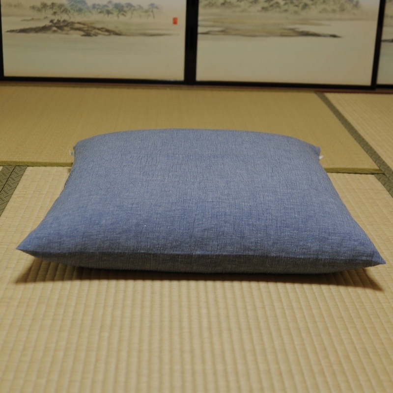 座布団カバー 近江ちぢみ（片麻）薄青 | 座布団カバー | | 京都 座布団