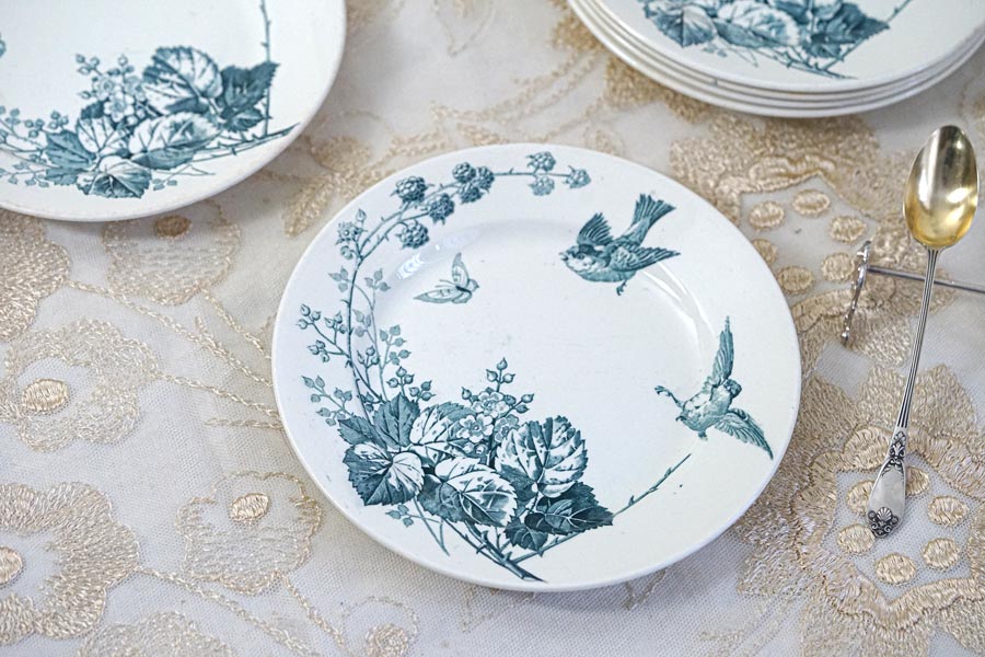 アンティークリュネヴィルK&G ロンスLuneville ronce平皿21.5×2.2cm gc