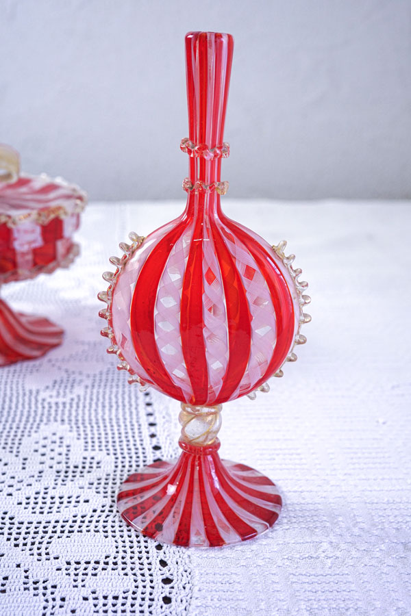 専用】ベネチアンガラス レース柄 キャンディーポット ムラーノガラス