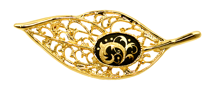 ブローチ(唐草)透かし彫り 【肥後象嵌・光助】