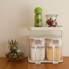 marna】 調味料ラック・調味料ポット 2個セット グレー｜まとめ買い