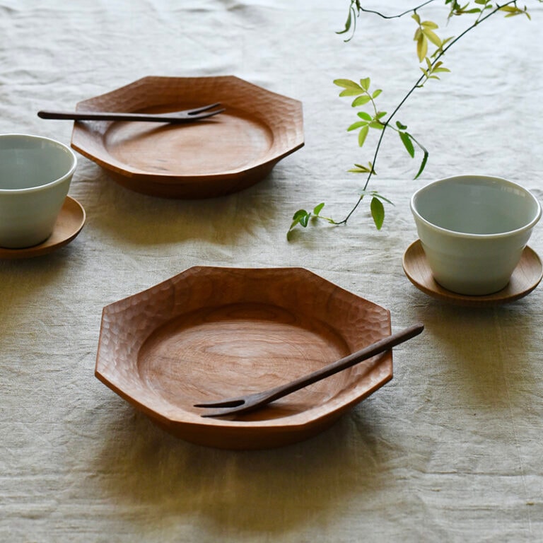 【ユタカ】木製オクトゴナルプレート22cm 2枚セット ユタカ】木製オクトゴナルプレート22cm 2枚セット ユタカ】木製オクト