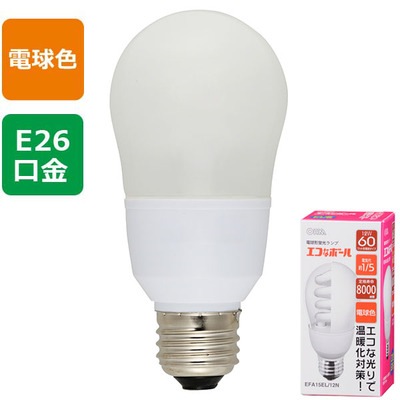 EFA15EL/12N || 電球型蛍光ランプ OHM 一般電球型 電球色 60W相当