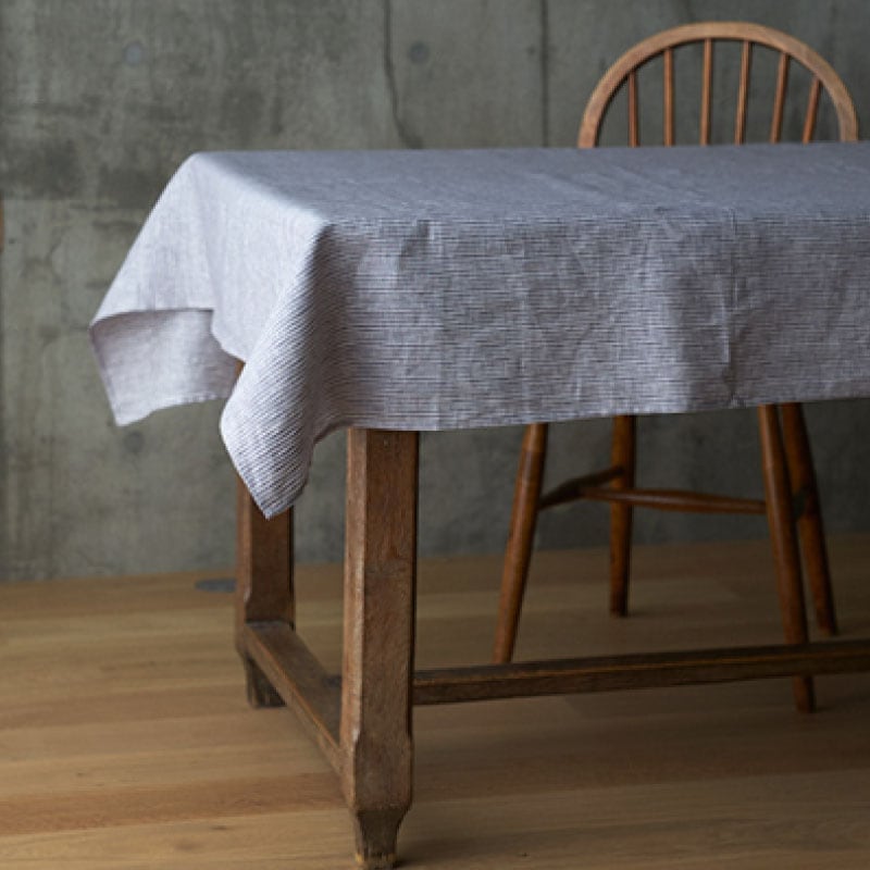 リネンテーブルクロス(S) グレーホワイトストライプ／fog linen work
