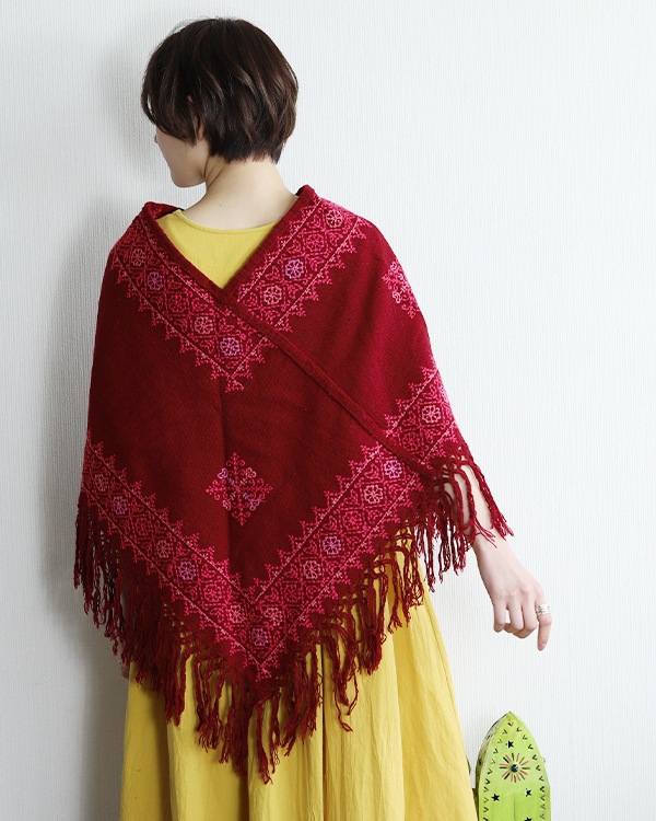 tesoro / メキシコ刺繍ポンチョ / ボルドー｜テソロ(tesoro)公式通販