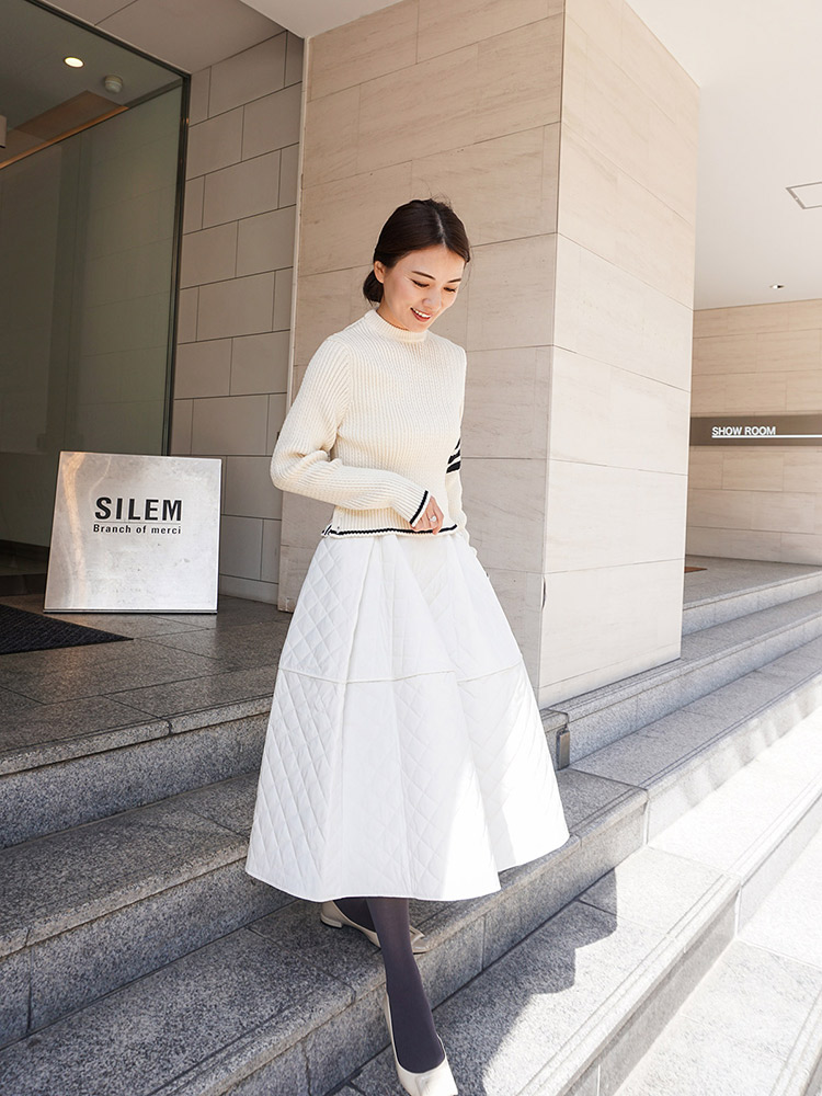 ボリュームキルティングスカート/white | SKIRT | Lily by Risa