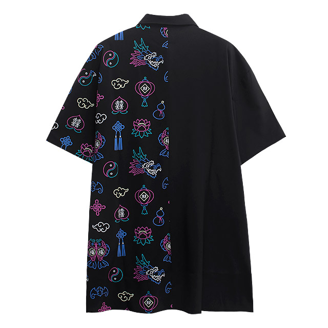 ネオンチャイナ 襟リングシャツ【BLACK×PINK】｜LISTEN FLAVOR