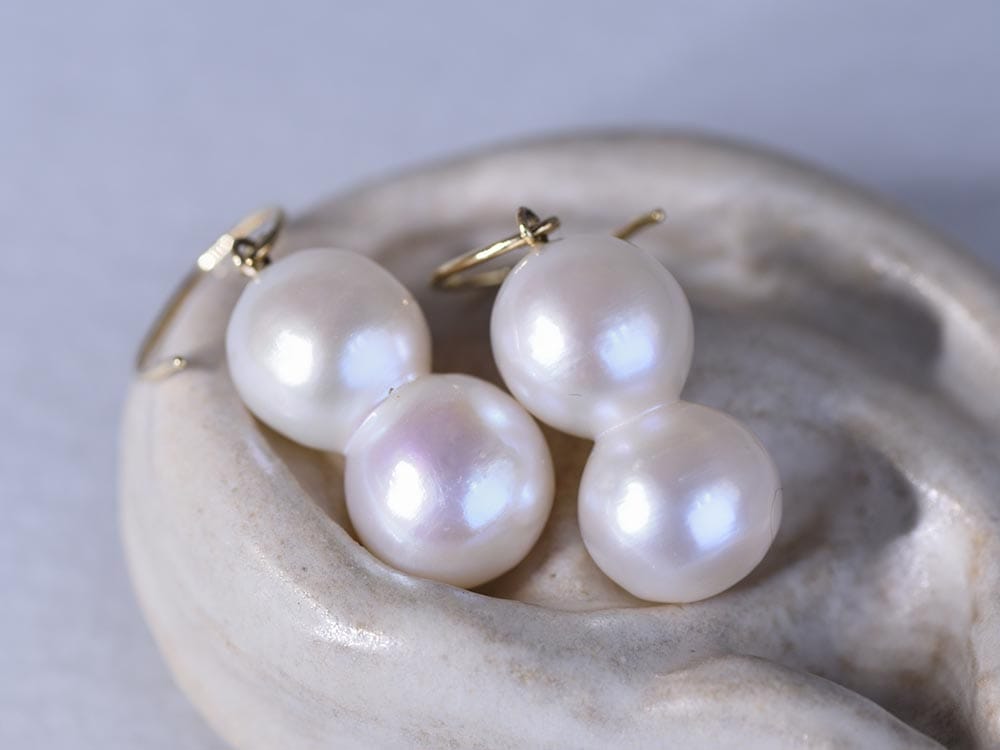 Freshwater Twin Pearl / K18YG Hook Pierce【The Pearl/ザ・パール