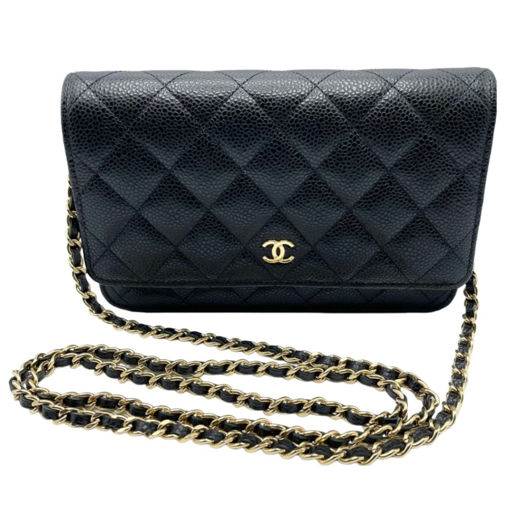 シャネル チェーンウォレット キャビアスキン ブラック - ブランド品
