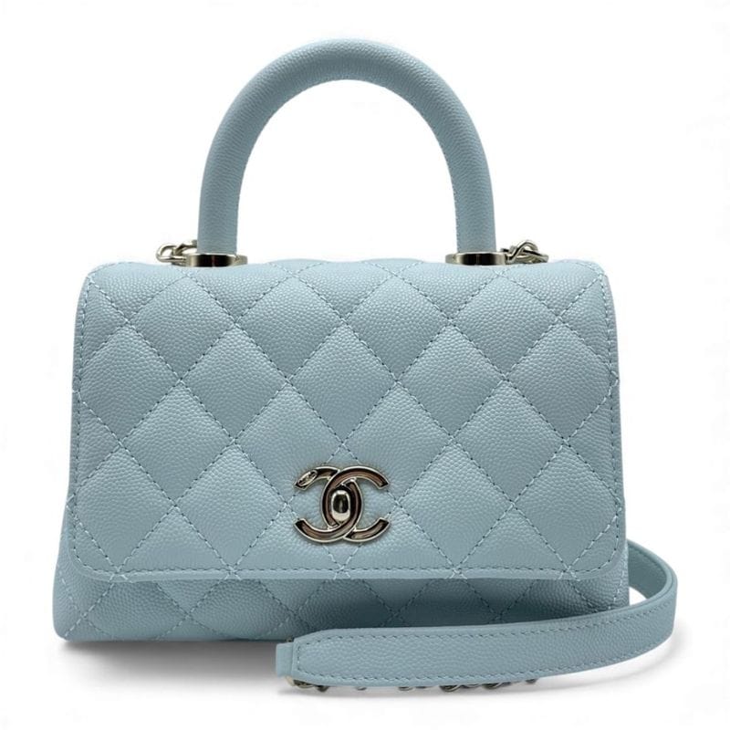 シャネル ココハンドル W29 ピンク キャビアスキン ゴールド金具