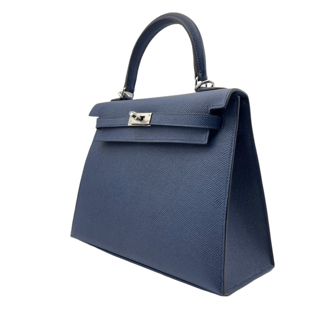 エルメス ケリー25 ブルーネイビー ヴォーエプソン シルバー金具 W刻印