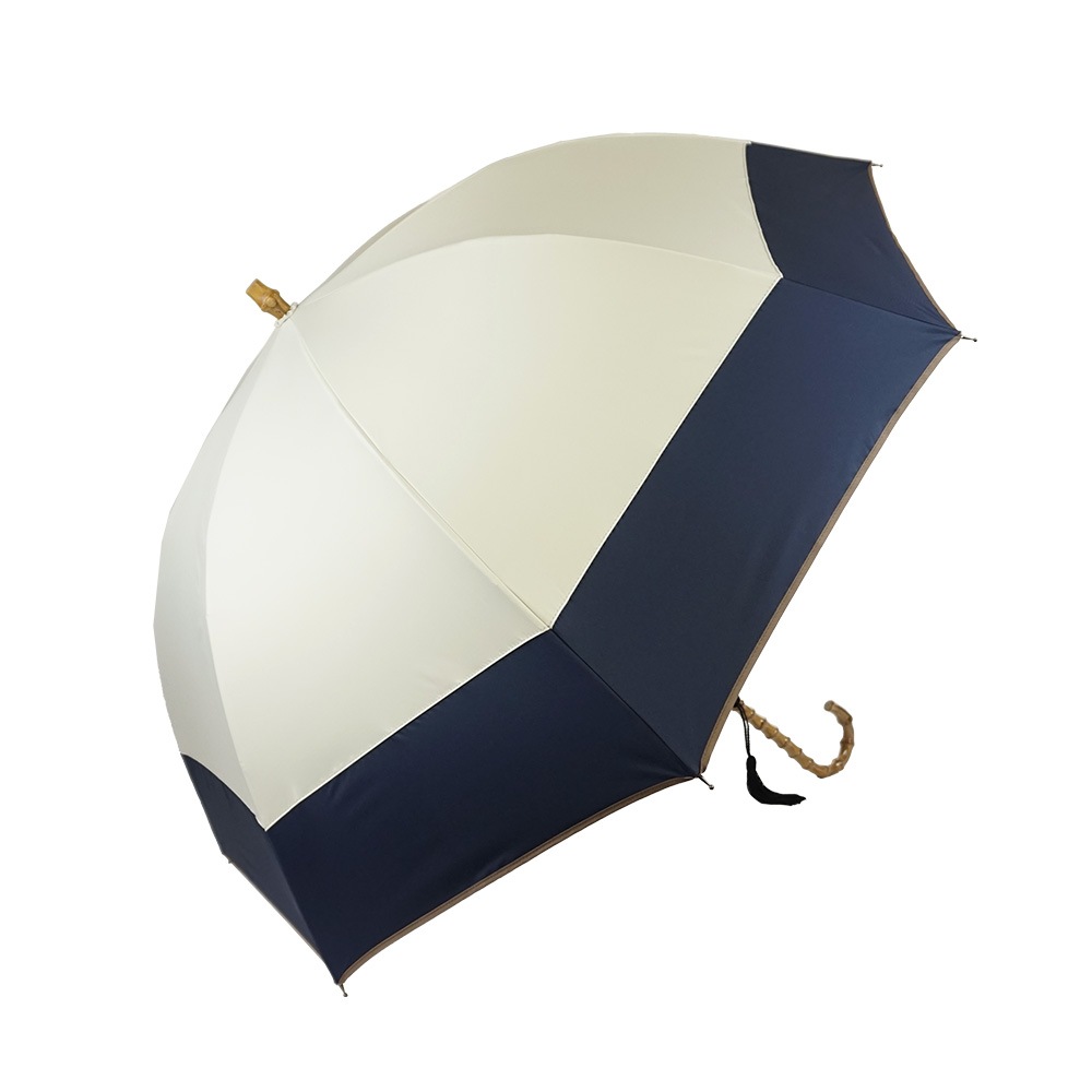 100％完全遮光 日傘/雨傘/晴雨兼用傘 竹製ハンドル バンブーハンドル