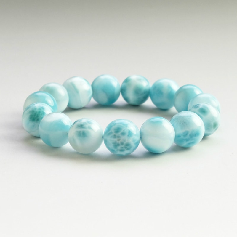 上質大玉ラリマー丸玉ブレスレット （鑑別書付） 14mm｜マライカ公式通販