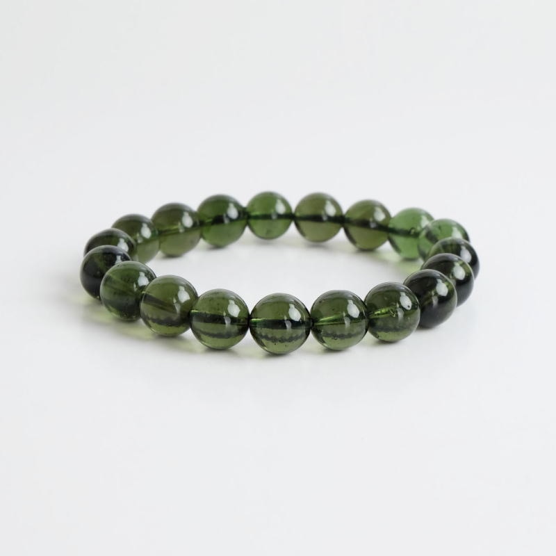 希少！モルダバイト丸玉ブレスレット （鑑別書付） 10mm｜マライカ公式通販
