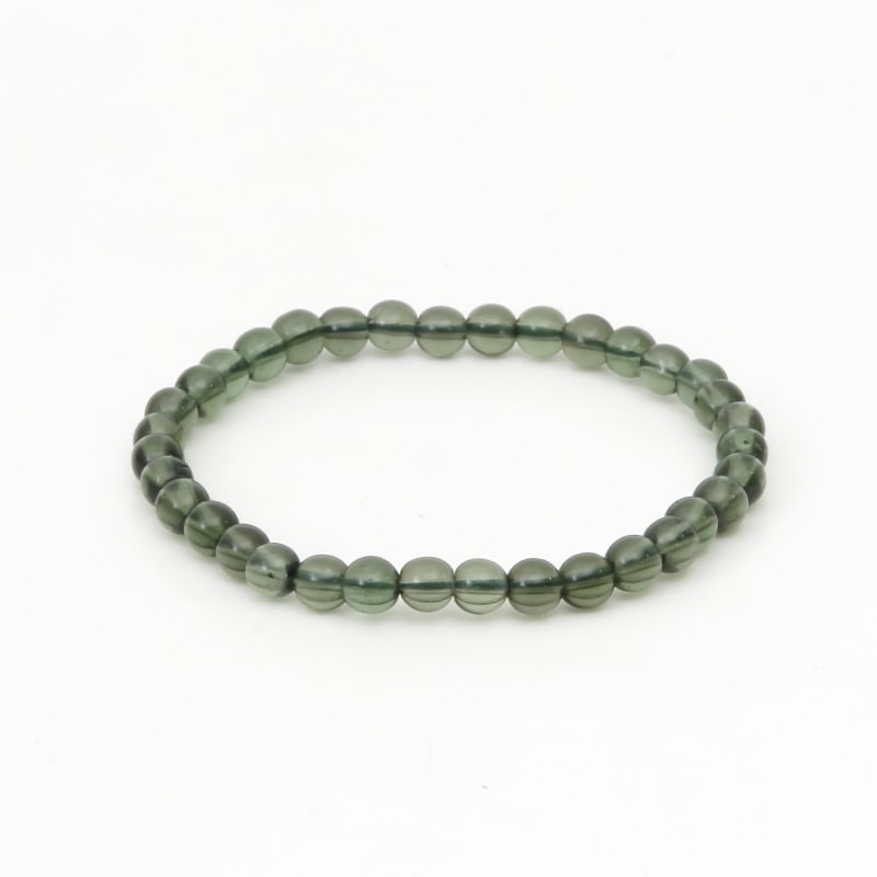 鑑別書付 モルダバイト丸玉ブレスレット 5mm ｜マライカ公式通販