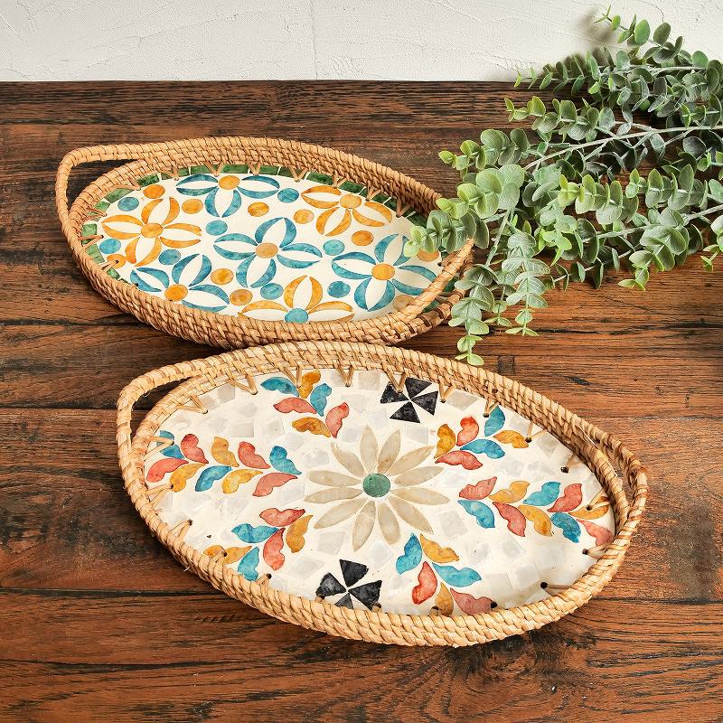 メディア掲載品】 シェルモザイクオーバルトレイ お盆｜マライカ公式通販