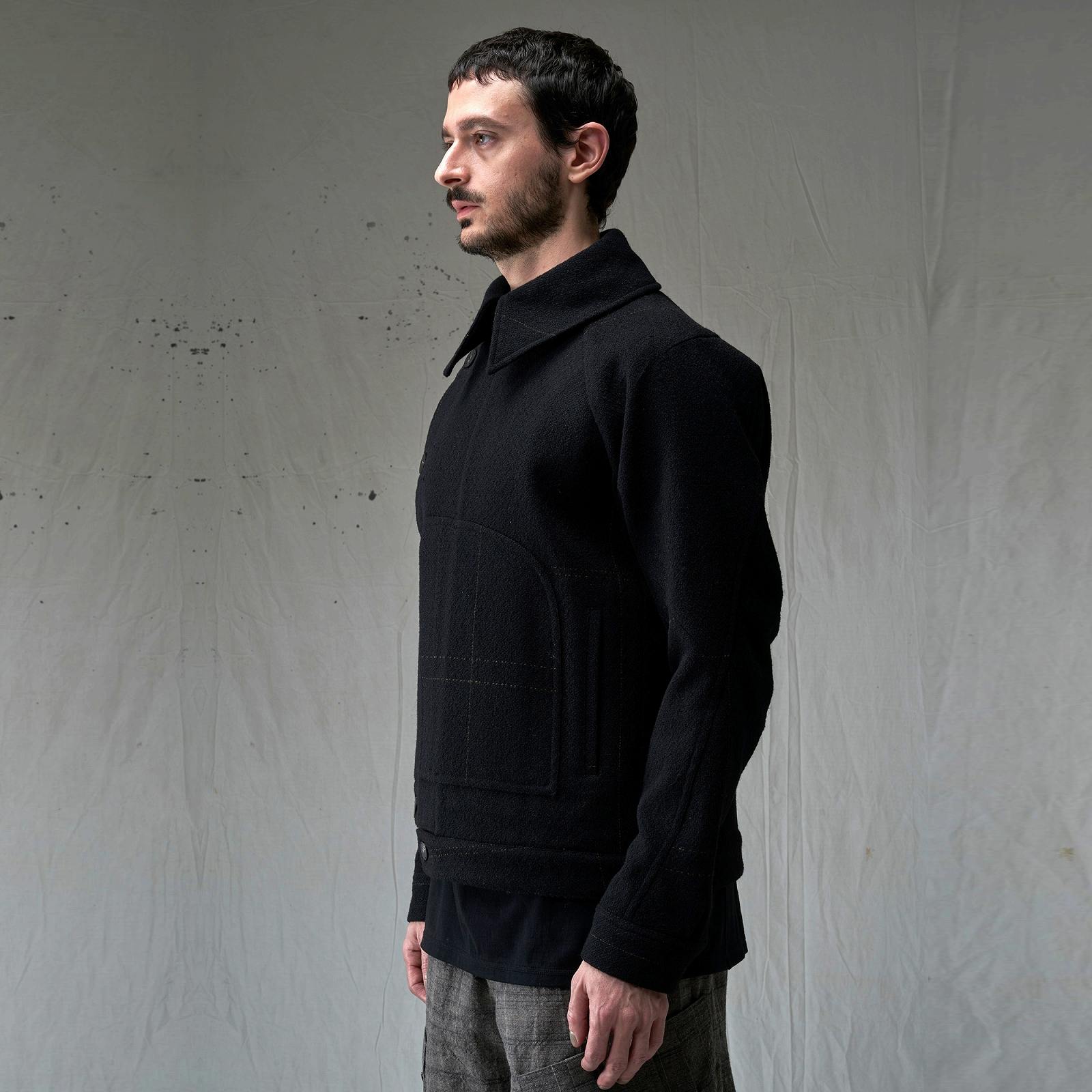 DEVOA（デヴォア）Military Jacket Shetand wool/BLACK | DEVOA