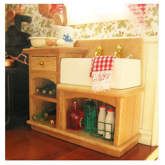 ミニチュア家具 キッチンシンク カントリーナチュラル (1/12スケール